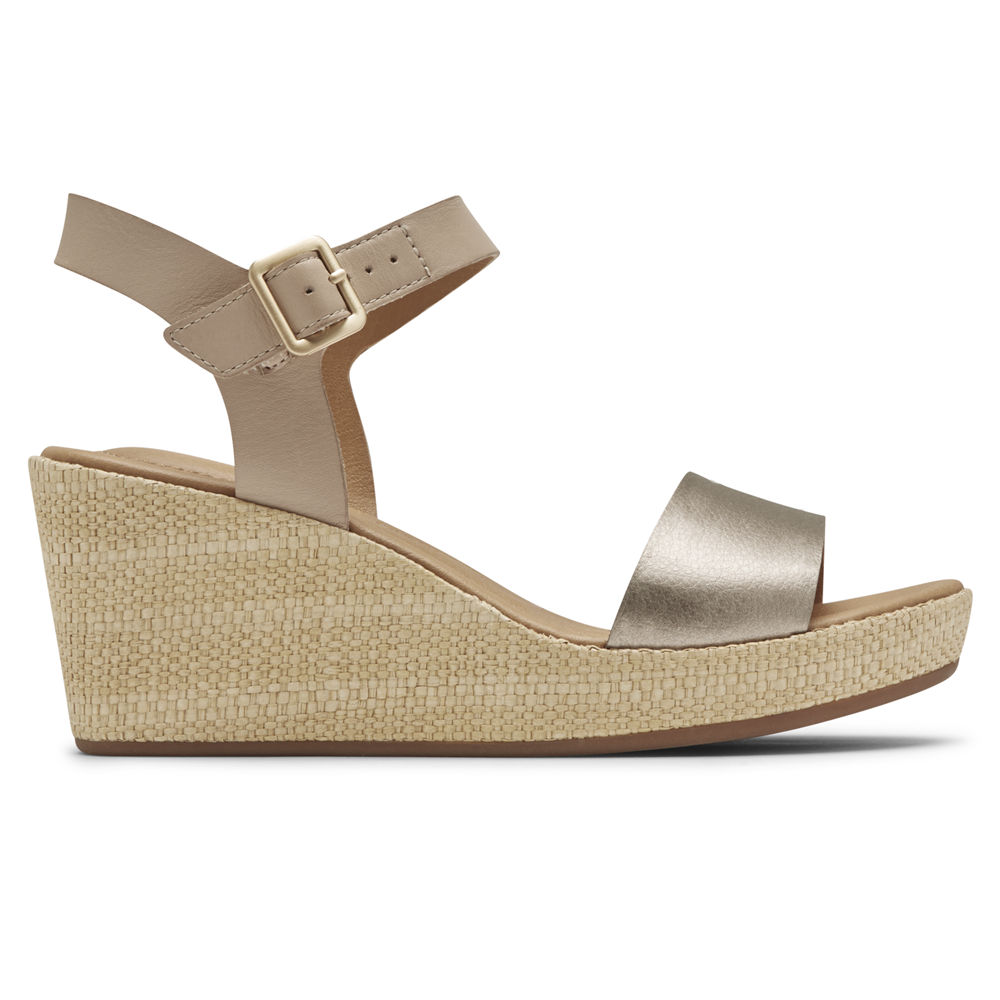 Sandálias Rockport Mulher Prateadas - Lyla Ankle-Strap - 30185WUZD